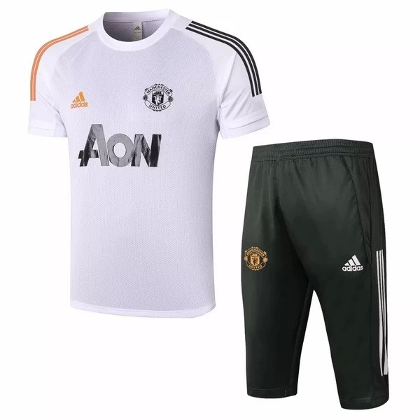 Trainingsshirt Manchester United Komplett Set 2020-21 Weiß Schwarz